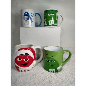 Mars Collectibles Red Santa, Blue, Green M&m's Cups I Melt for No One Lot of 4